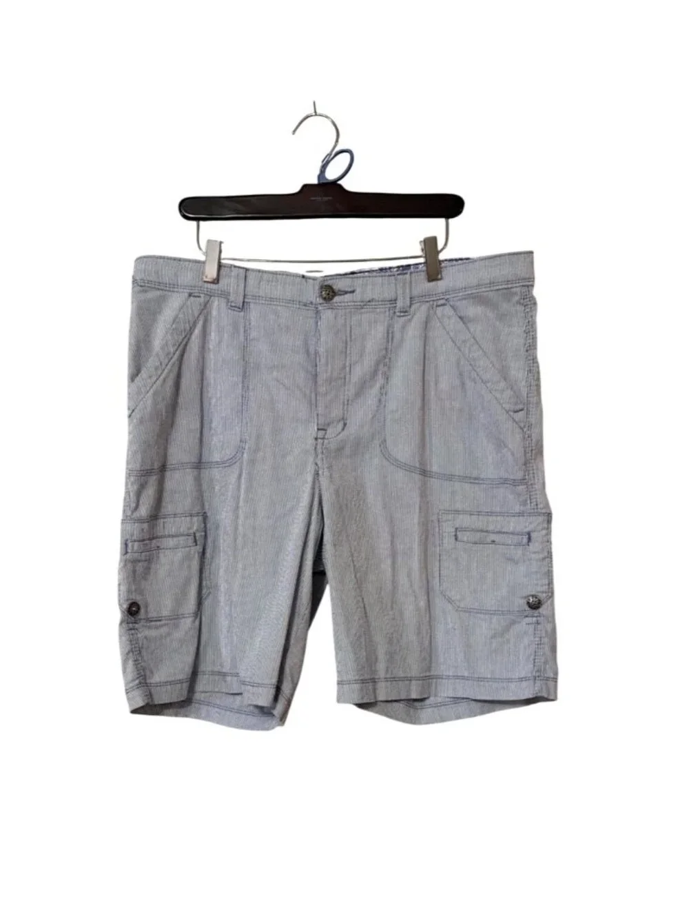 Lee Comfort Waistband Womens Striped Cargo Shorts‎ Size 16 Medium Cotton Blend